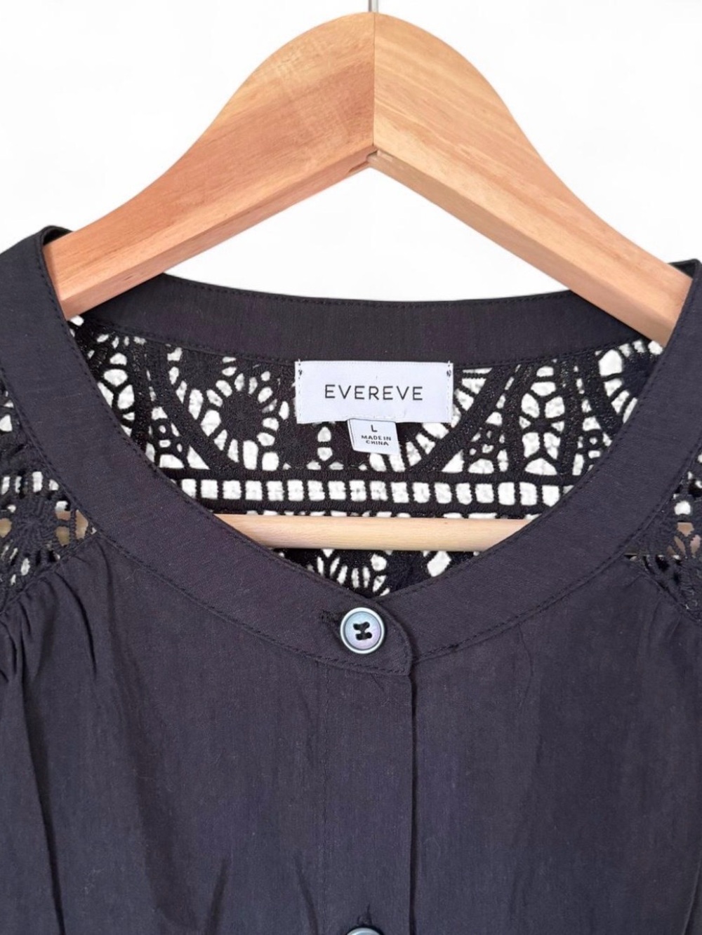 Evereve Casual Boho Crochet Button Up Blouse - Picture 3 of 5